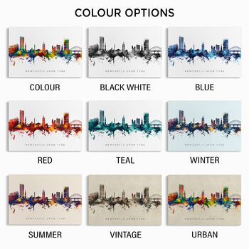 Newcastle Skyline Cityscape Vintage Art Print, 3 of 12
