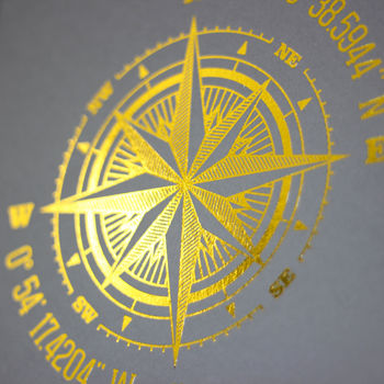 Personalised Metallic Compass Print, 2 of 5
