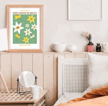 Personalised March Birth Flower Print, 4 of 6