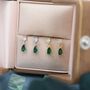 Emerald Green Cz Dangle Round Droplet Stud Earrings, thumbnail 1 of 11