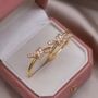 Monaco D’or Gold Pavé Bow Ribbon Hoop Charm Gift Earrings, thumbnail 3 of 3