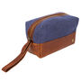 Personalised Blue Canvas And Leather Wash Bag/Dopp Kit, thumbnail 3 of 8