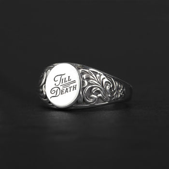 His And Hers Till Death Promise Signet Ring, 8 of 11