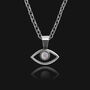 Evil Eye Pendant Necklace, Silver, thumbnail 2 of 6