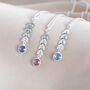 Silver Plated Leaf Chain Birthstone Necklace, thumbnail 2 of 10