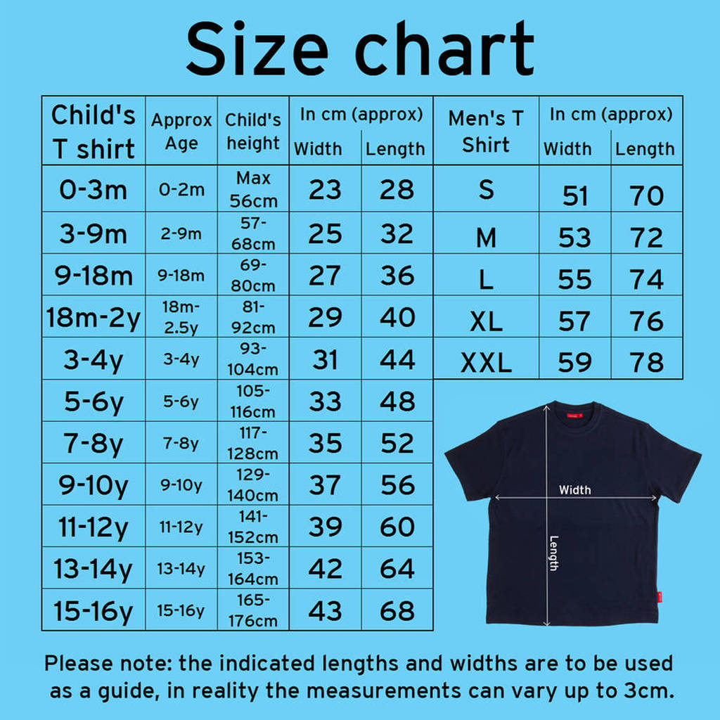 Youth Size Chart For T Shirts