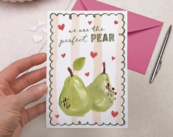 Cute Valentine Card With Pear Pun For Girlfriend Or Wife, 4 of 4