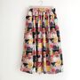 Retro Life Print Black Cotton Midi Skirt, thumbnail 1 of 5