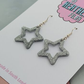 Small Star Glitter Resin Earrings, 5 of 12