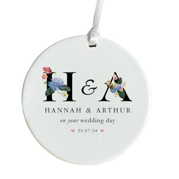 Personalised Wedding Ornament With Initials Names And Date, 2 of 4