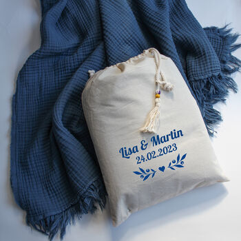 Cotton Muslin Throw Blanket, Wedding Gift Personalised, 7 of 11