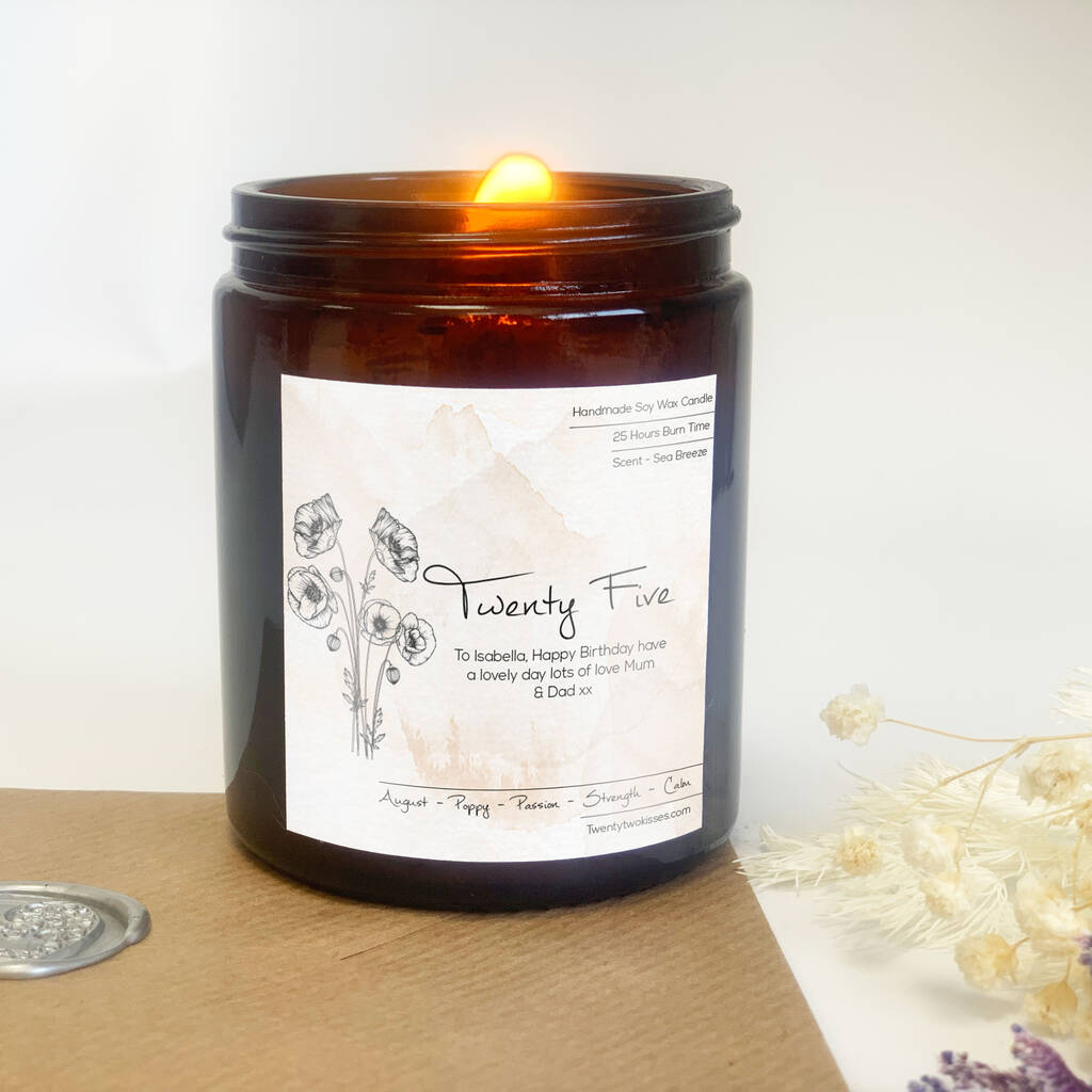 August Birth Flower 25th Candle Gift, 1 of 3