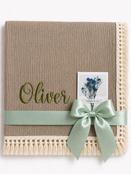 Personalised Baby Blanket 120x100cm 100% Cotton Muslin Newborn, 11 of 12