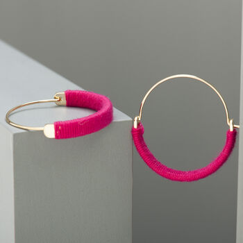 Gold Plated Wrapped Statement Hoop Earrings, 3 of 5