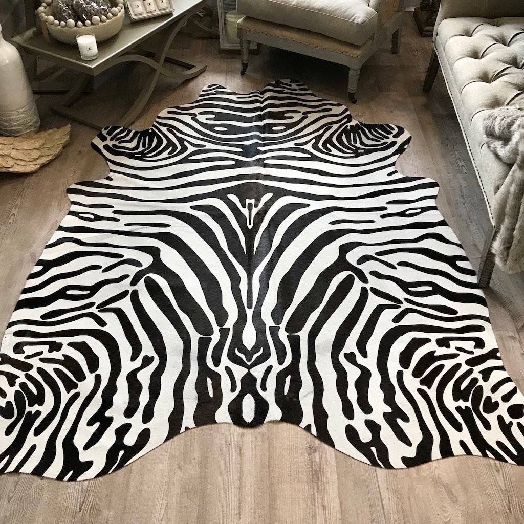 Zebra Print Cowhide Hide Rug Large Dark Chestnut Brown By Cowshed