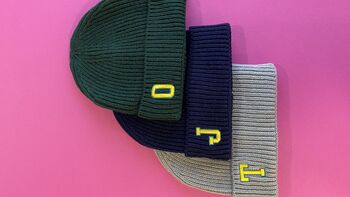 Personalised Embroidered Initial 'College' Beanie Hat, 7 of 7