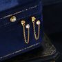 Sterling Silver Moonstone And Chain Ear Jacket, thumbnail 2 of 11