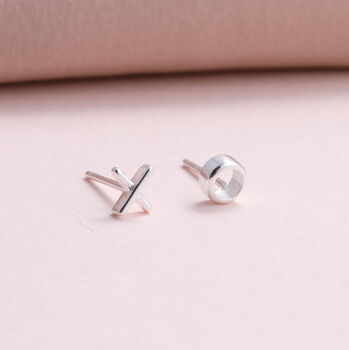 Sterling Silver Kiss And Hug Ear Studs, 5 of 8