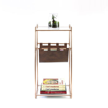 Handmade Console Table In Copper With Magazine Holder, 7 of 7