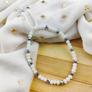 Adjustable White Crystal Beads Elegant Daily Bracelet, 4 of 8