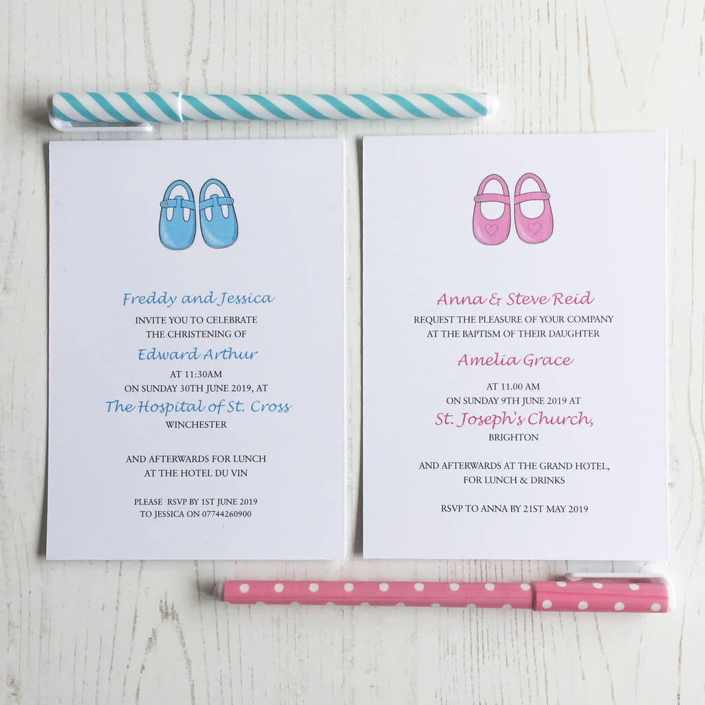 Baby Shoes Christening Invitation, 1 of 10