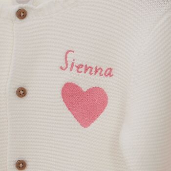 Personalised Little Love White Cardigan, 3 of 5