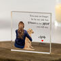 Personalised Girl Hugging Pet Memorial Acrylic Block, thumbnail 1 of 8