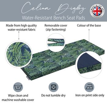 Ferns Floral Water Resistant Garden Bench Seat Pad, 5 of 6