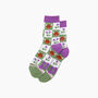 Highland Cow Thistle Checkerboard Bamboo Socks In Green/Purple, thumbnail 3 of 4
