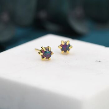 Cosmic Purple Opal Long Prong Stud Earrings, 3 of 10