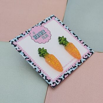 Carrot Glitter Resin Studs, 2 of 4