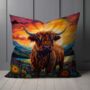 Highland Cow Hand Made Poly Linen Cushions, thumbnail 5 of 9