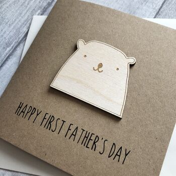 Happy First Father's Day Wooden Bear Card, 2 of 2