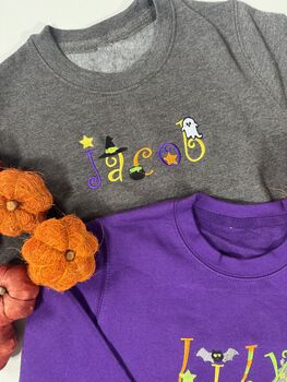 Kids Halloween Personalised Embroidered Sweatshirt, 6 of 6