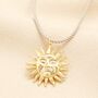 Beige Rope Pull Cord Sun Face Pendant Necklace In Gold, thumbnail 1 of 3