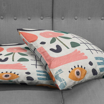 Abstract Pillow Cover With Plants And Flowers, 4 of 7