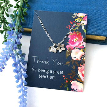 Sterling Silver Flower And Leaf Teacher Necklace, 11 of 11