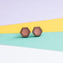 Hexagon Geometric Stud Earrings, thumbnail 3 of 8