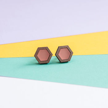 Hexagon Geometric Stud Earrings, 3 of 8