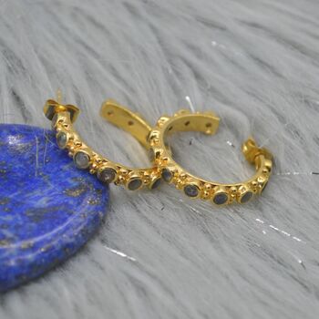 Labradorite Hoop Earrings: Silver Or Gold, 6 of 12