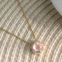 Round Rose Quartz 18k Gold Plated Necklace, thumbnail 1 of 4