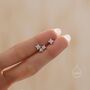 Sterling Silver Asymmetric Hydrangea Flower Bouquet Cz Stud Earrings, thumbnail 2 of 12