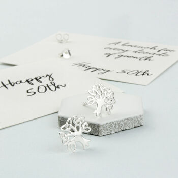 Sterling Silver 50th Tree Of Life Earrings, 7 of 12