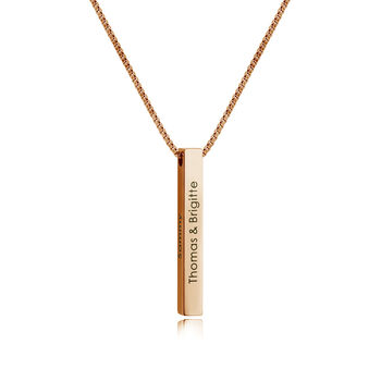 Personalised Laser Engraved 3D Rectangle Bar Necklace, 6 of 12