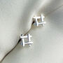 Sterling Silver Crosshatch Stud Earrings, thumbnail 2 of 5