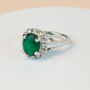 Green Oval Crystal Silver Ring, thumbnail 1 of 3