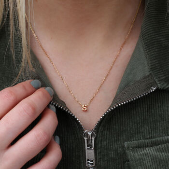 18ct Rose Gold Plated Floating Mini Initial Necklace, 2 of 3