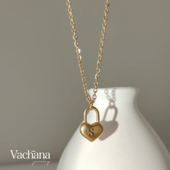 Heart Shaped Lock Initial Necklace, 3 of 6