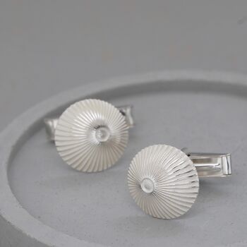 Sterling Silver And Black Cufflinks With Sunburst Motif, 11 of 12