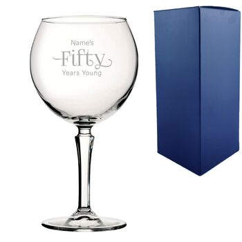 Personalised Hudson Gin Glass With Years Young Message, 2 of 8